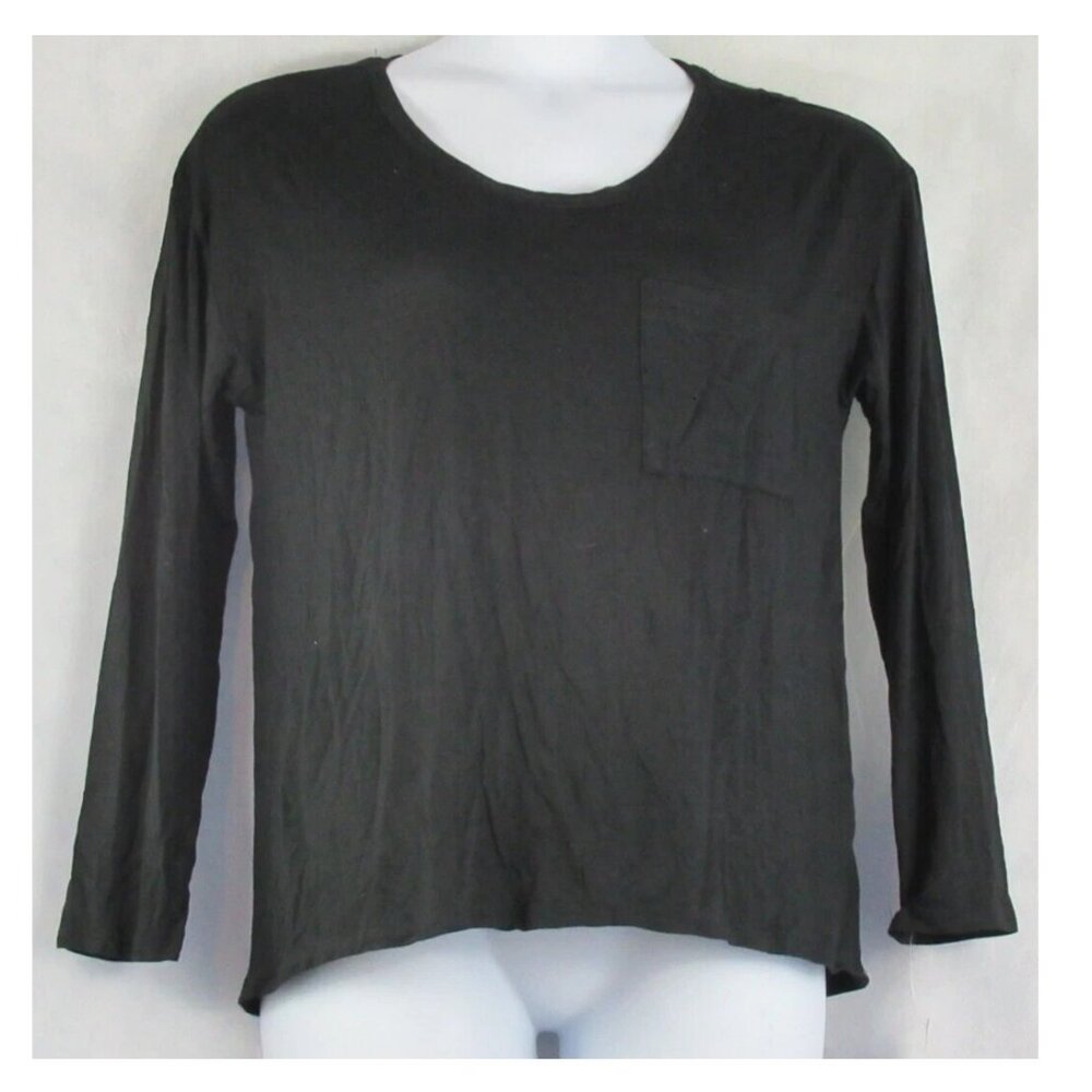Alfani Women's Long-Sleeve Scoop-Neck Pajama Top T-Shirt, Black, Small